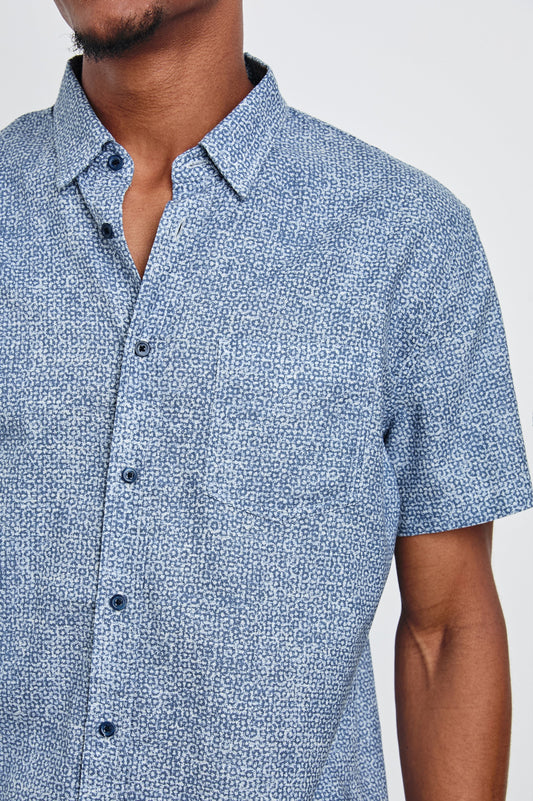 FAIRFAX SHIRT - ABSTRACT BLOCK BLUE
