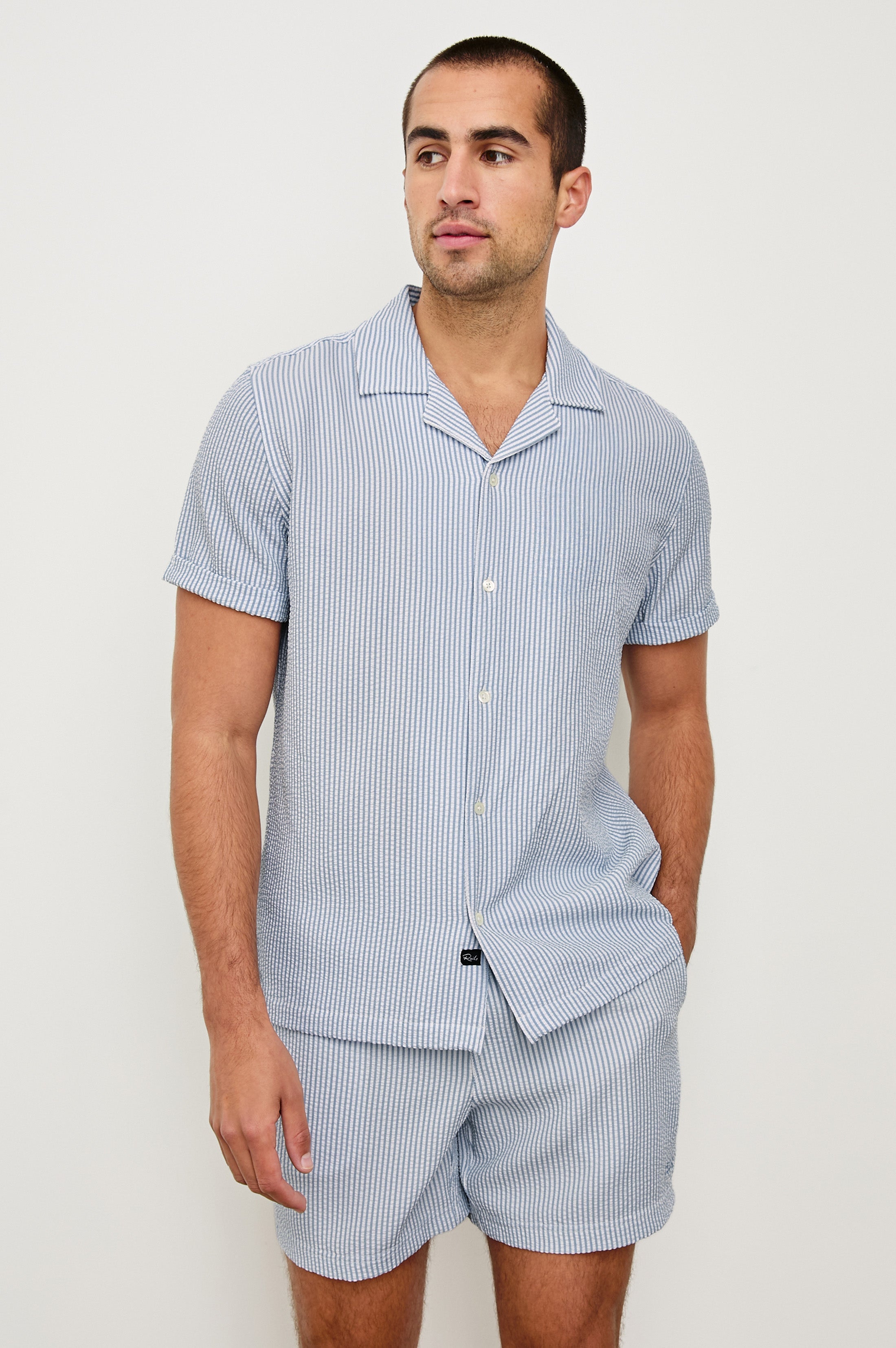 AMALFI SHIRT - BLUE WHITE SEERSUCKER