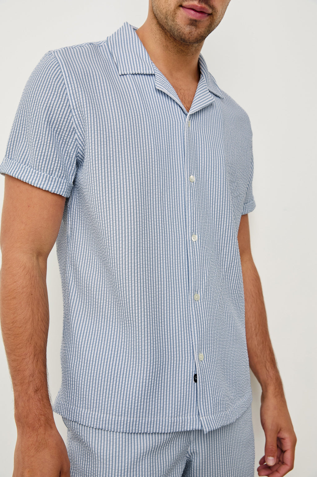 AMALFI SHIRT - BLUE WHITE SEERSUCKER