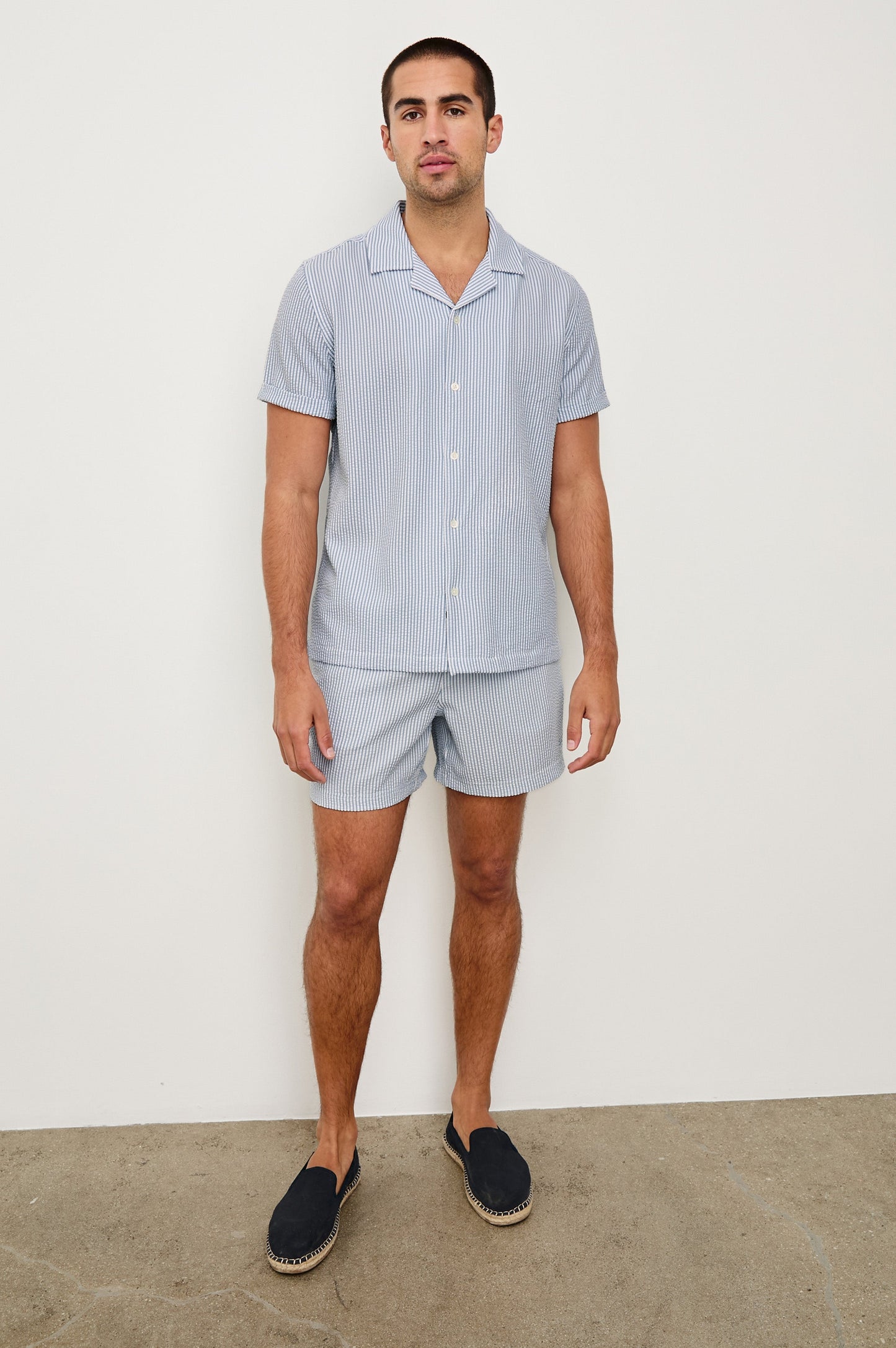 AMALFI SHIRT - BLUE WHITE SEERSUCKER