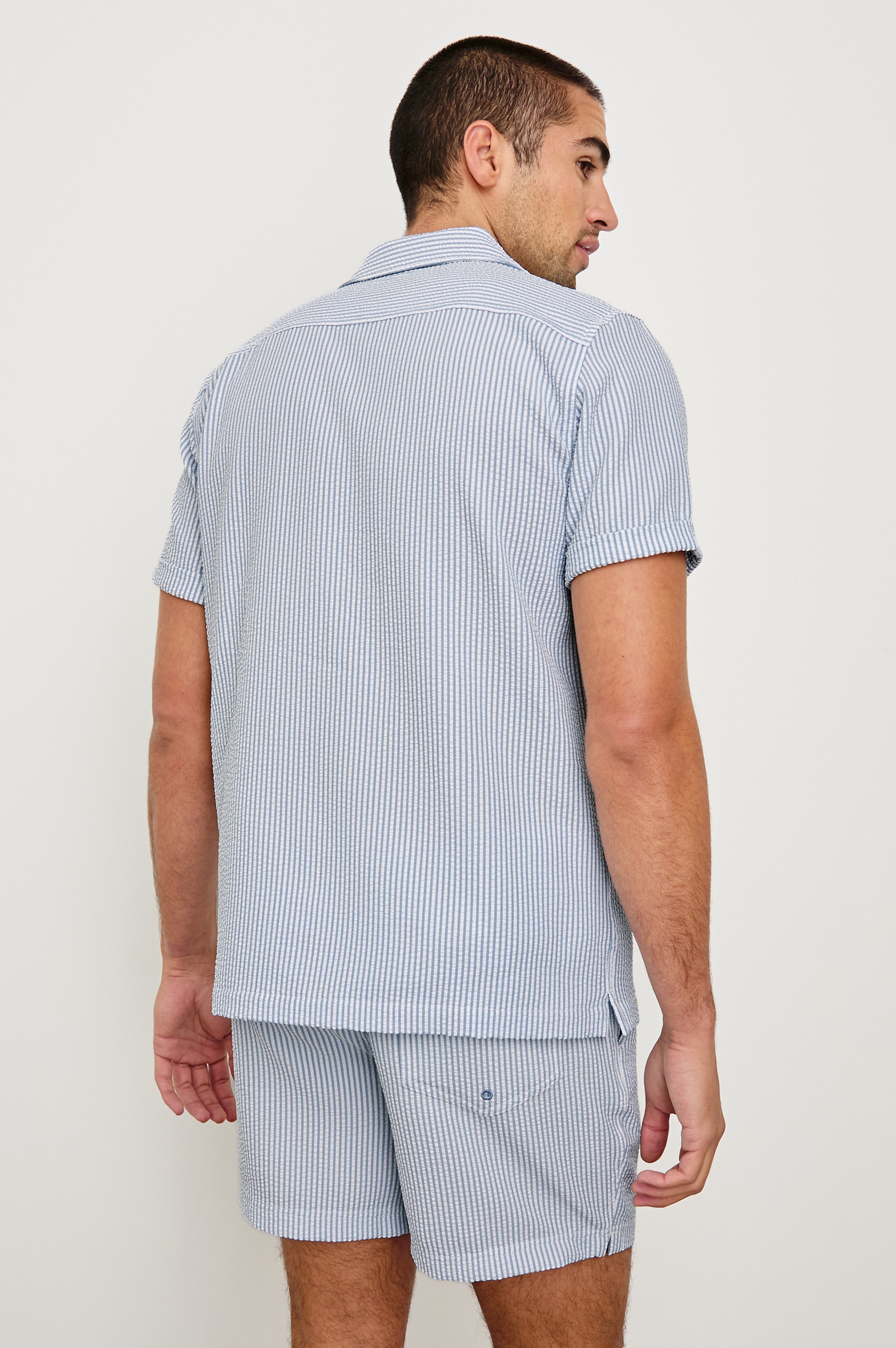 AMALFI SHIRT - BLUE WHITE SEERSUCKER