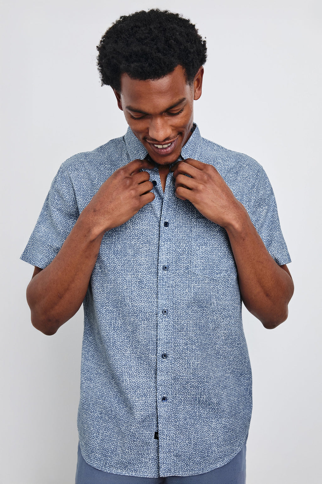 FAIRFAX SHIRT - ABSTRACT BLOCK BLUE