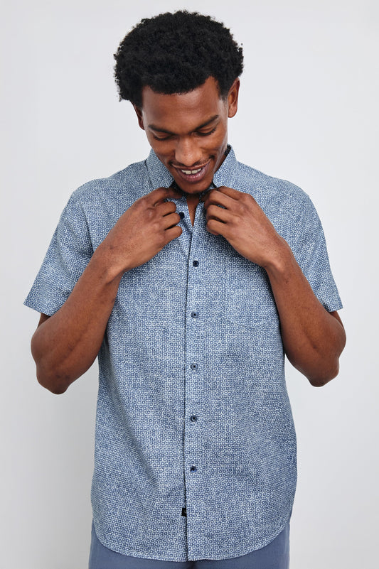 FAIRFAX SHIRT - ABSTRACT BLOCK BLUE