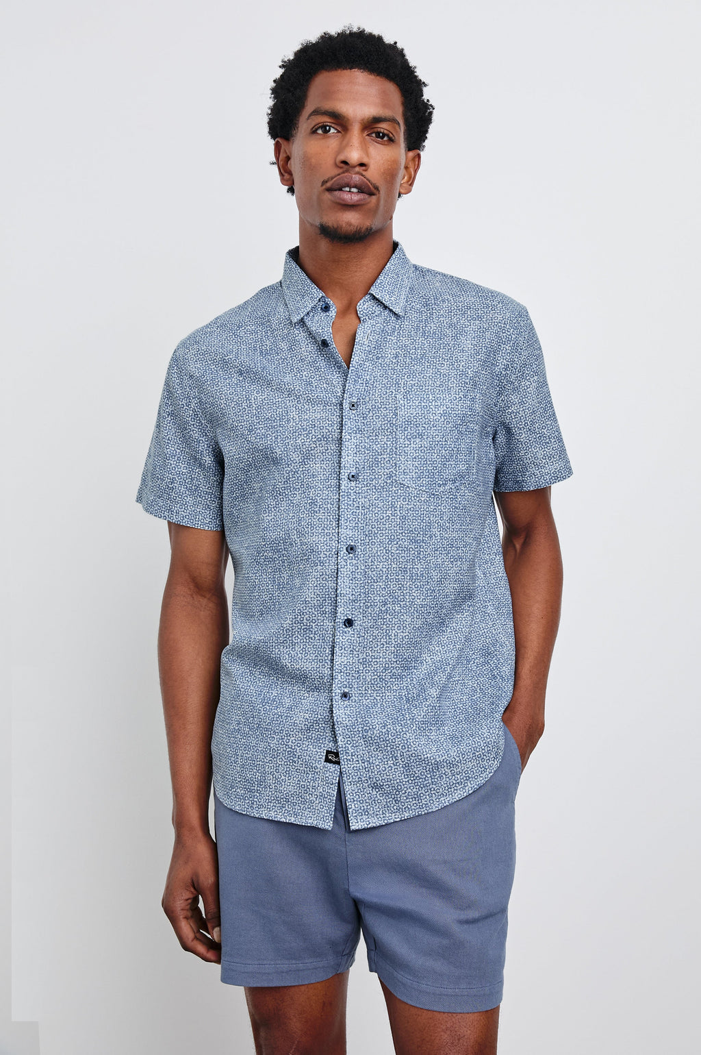 FAIRFAX SHIRT - ABSTRACT BLOCK BLUE