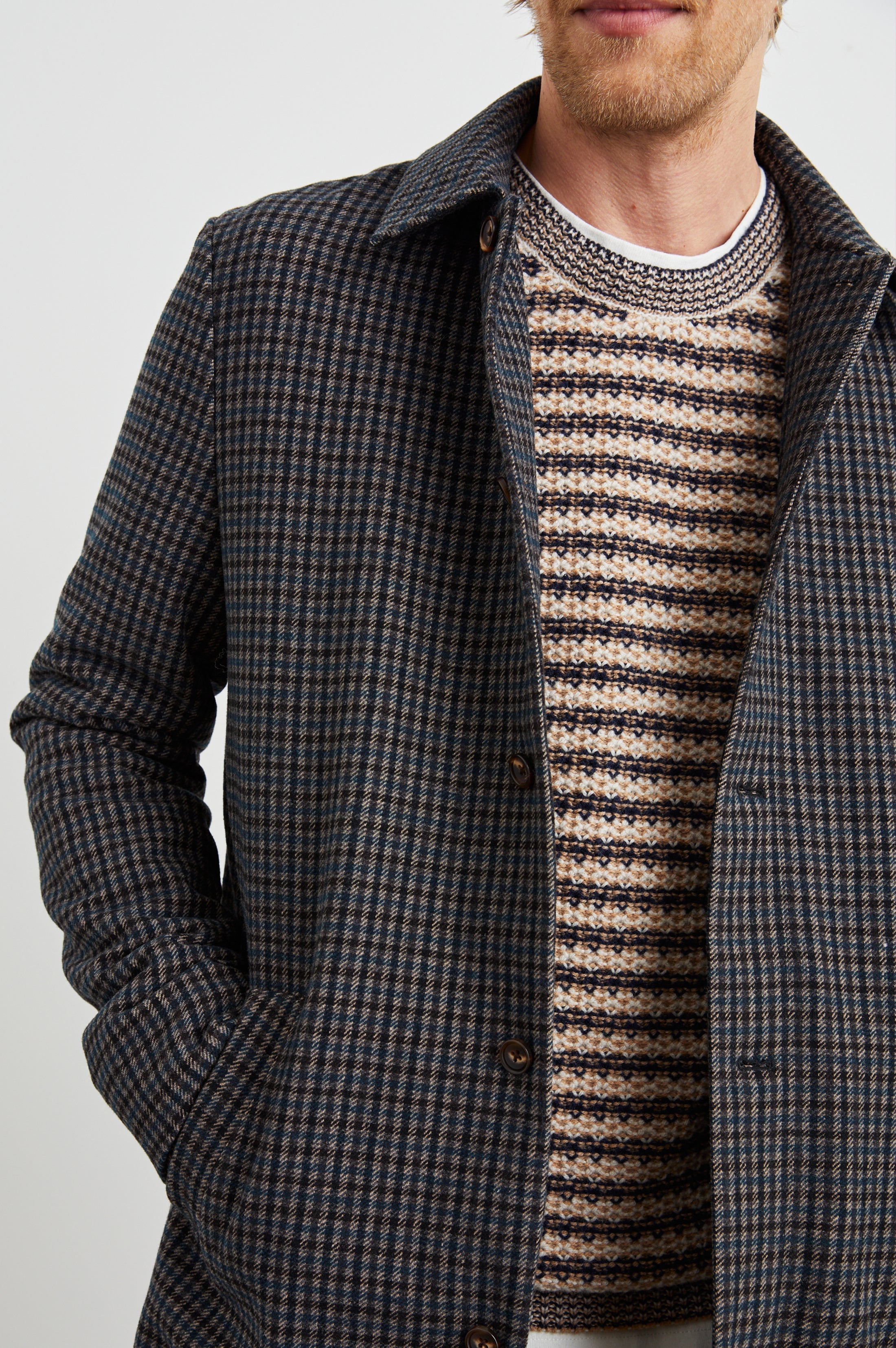 HOCKNEY OVERCOAT - GREY CHECK PLAID