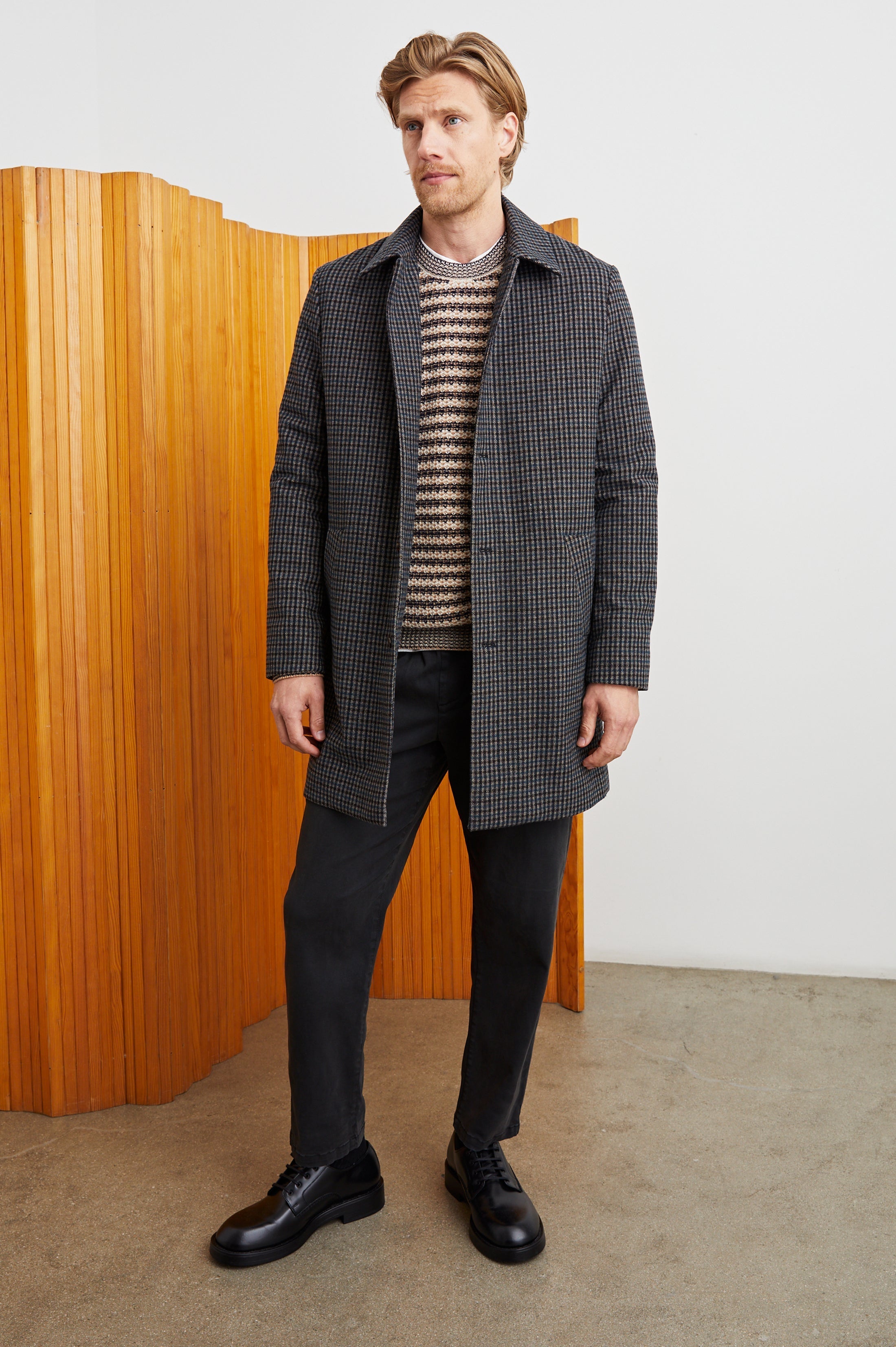 HOCKNEY OVERCOAT - GREY CHECK PLAID