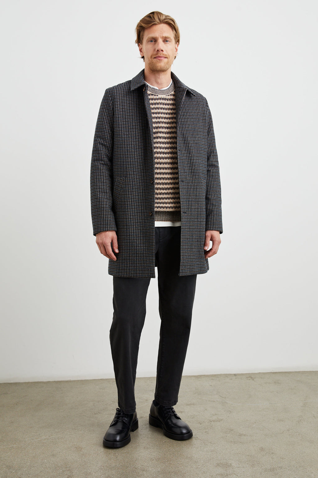 HOCKNEY OVERCOAT - GREY CHECK PLAID