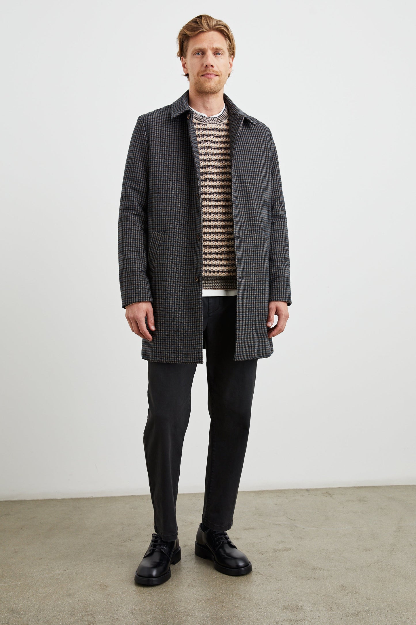 HOCKNEY OVERCOAT - GREY CHECK PLAID