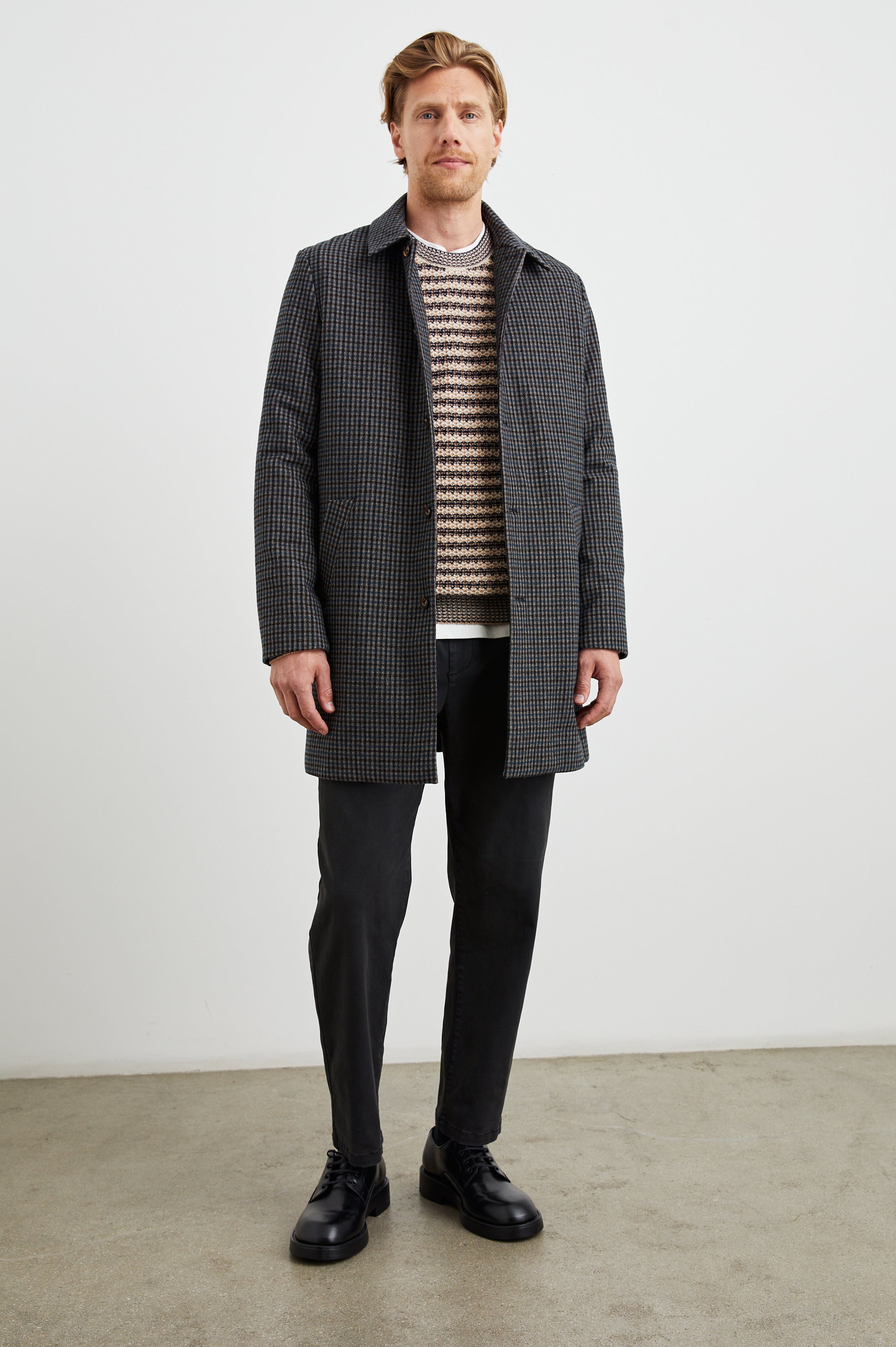 HOCKNEY OVERCOAT - GREY CHECK PLAID