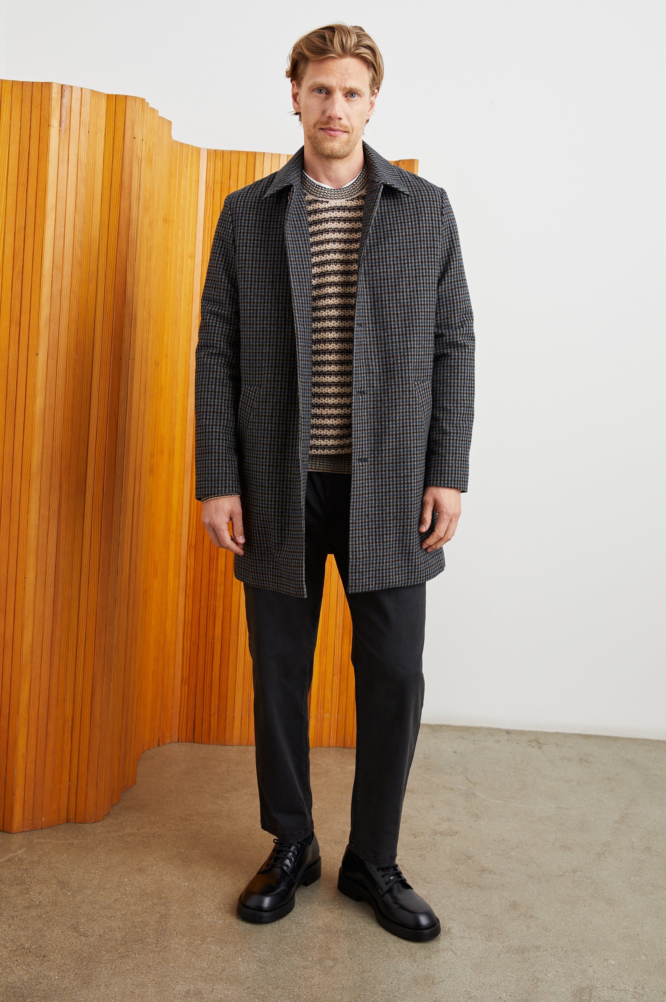 HOCKNEY OVERCOAT - GREY CHECK PLAID