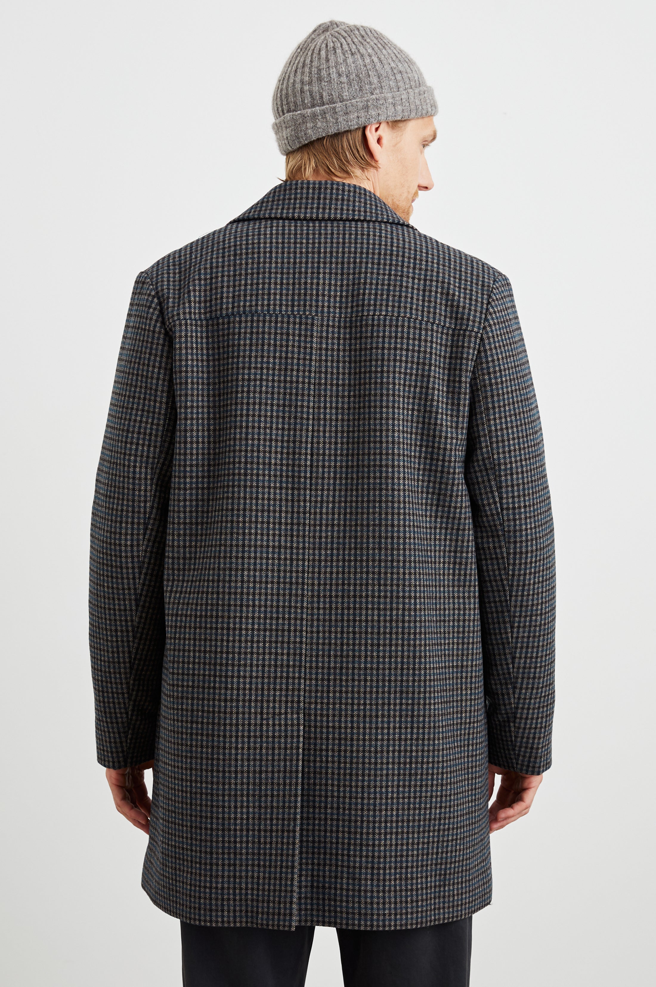 HOCKNEY OVERCOAT - GREY CHECK PLAID