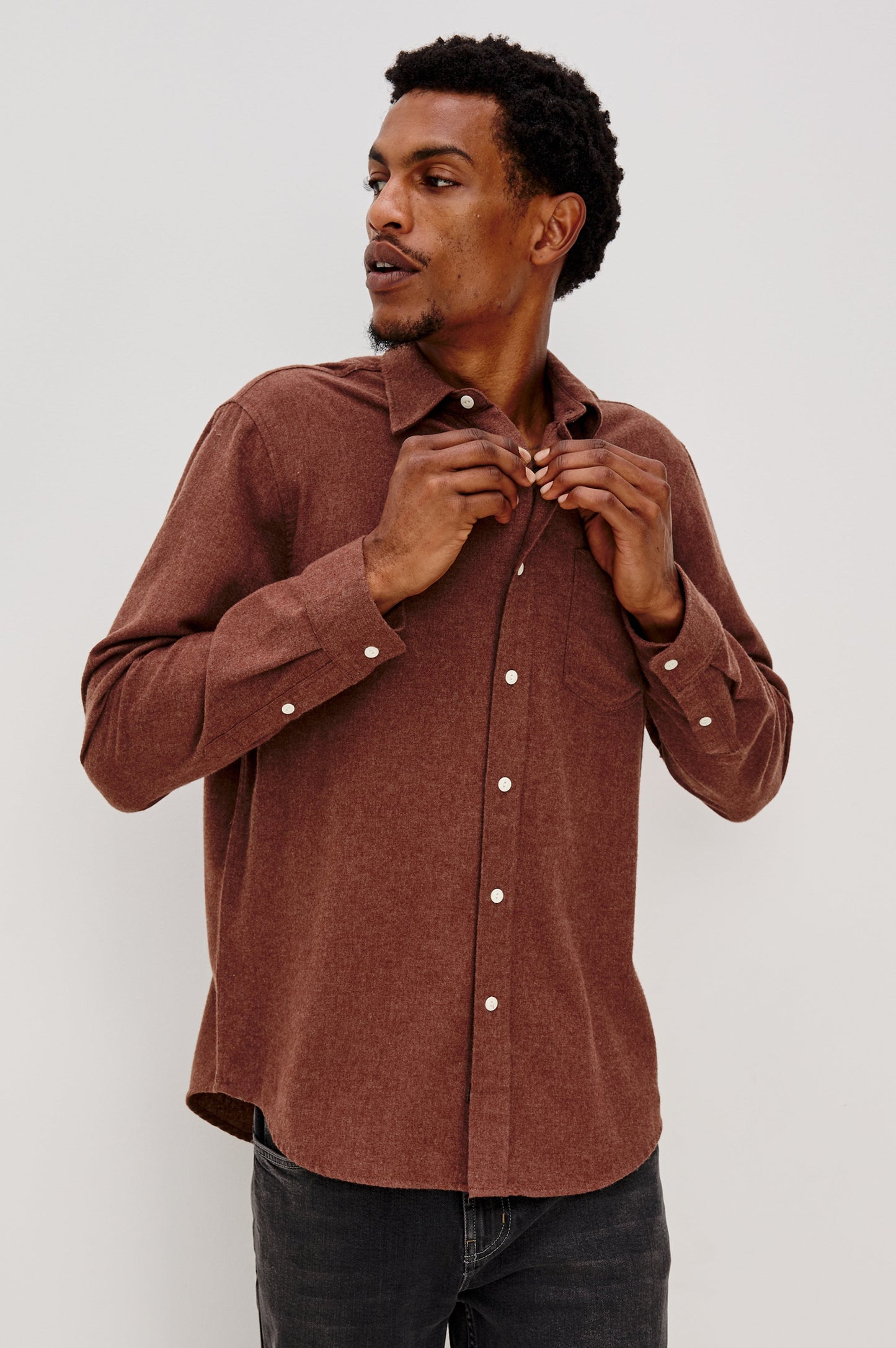 RUNSON SHIRT - MAHOGANY HEATHER