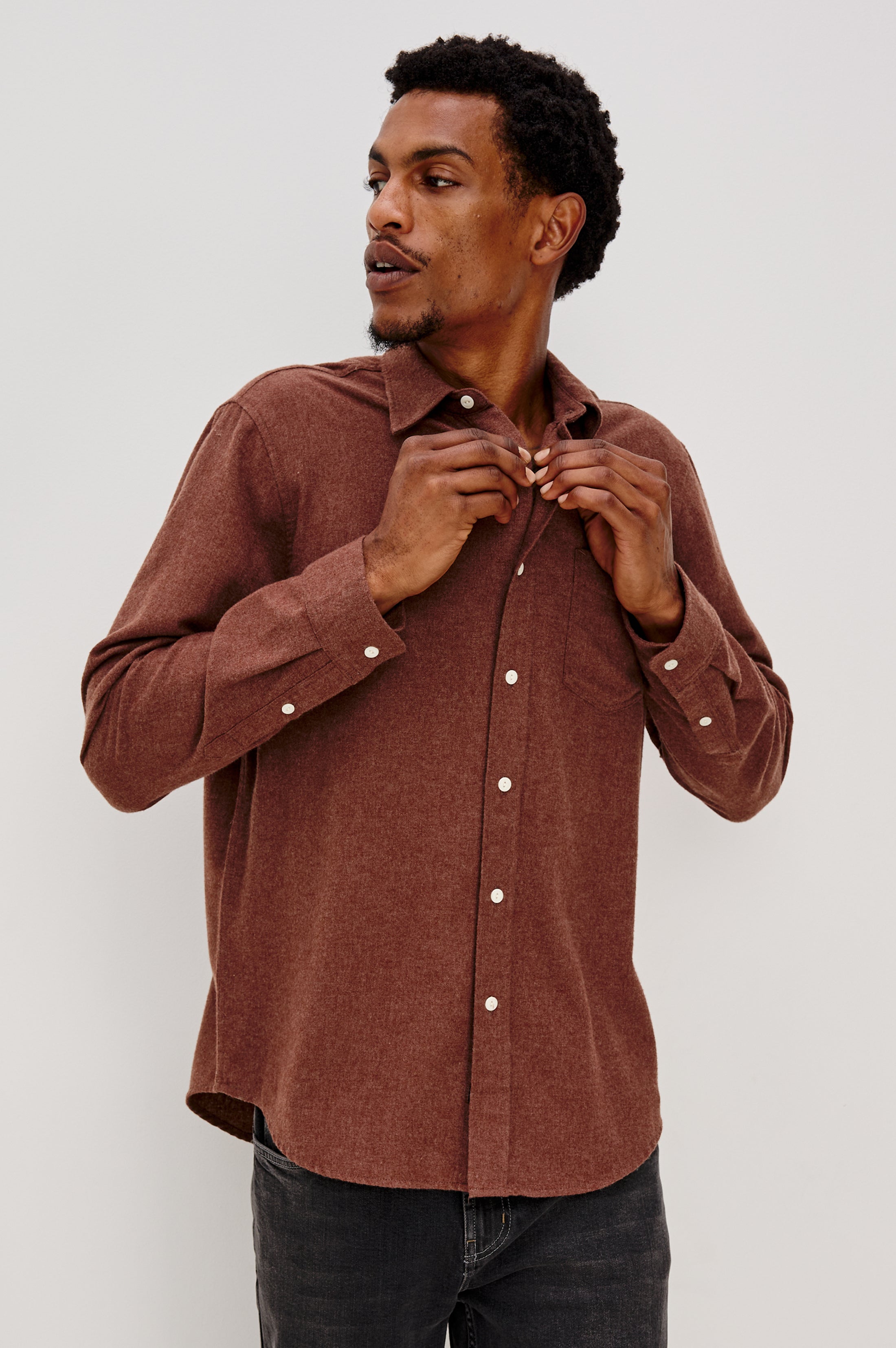 RUNSON SHIRT - MAHOGANY HEATHER