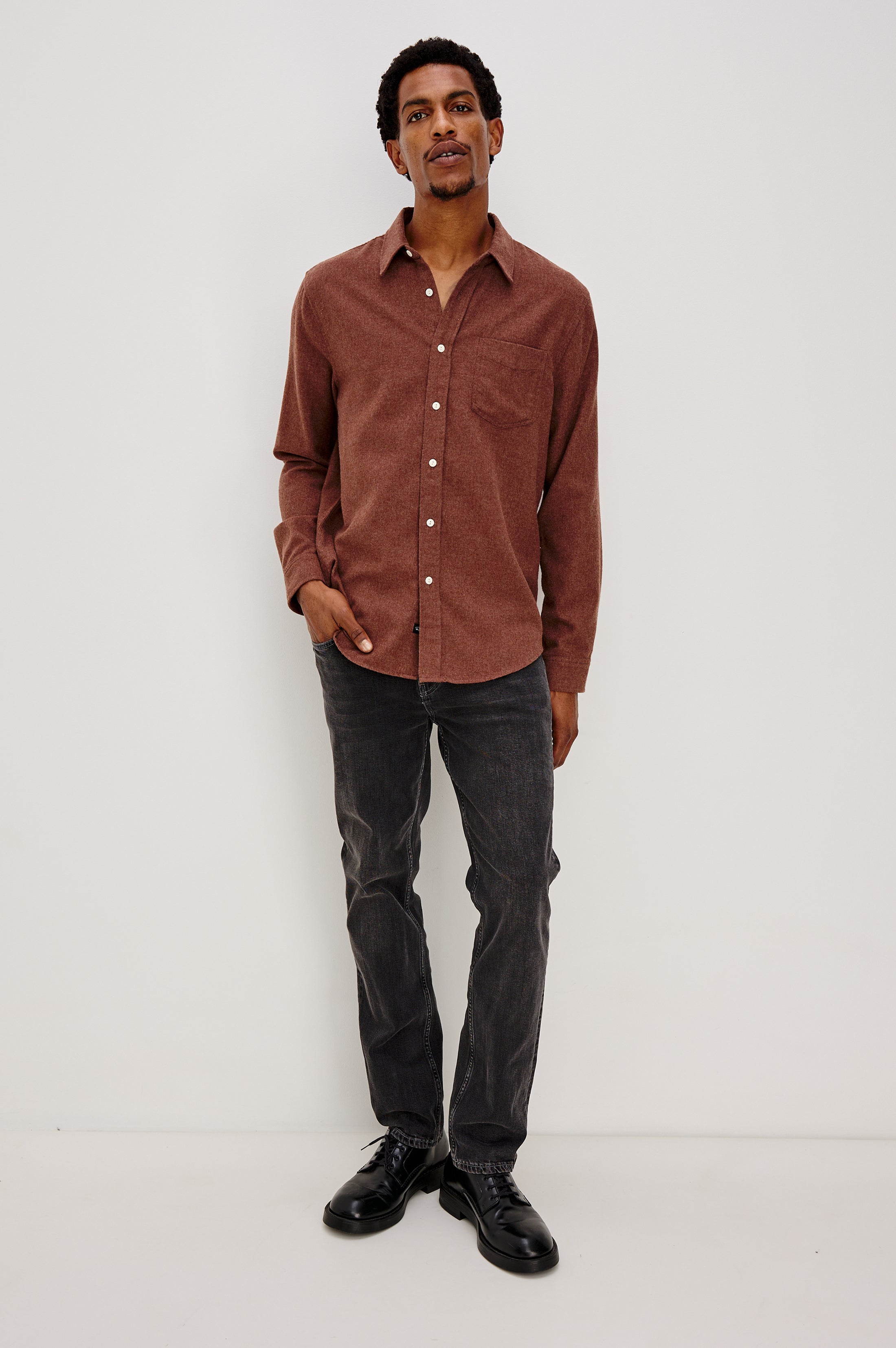 RUNSON SHIRT - MAHOGANY HEATHER