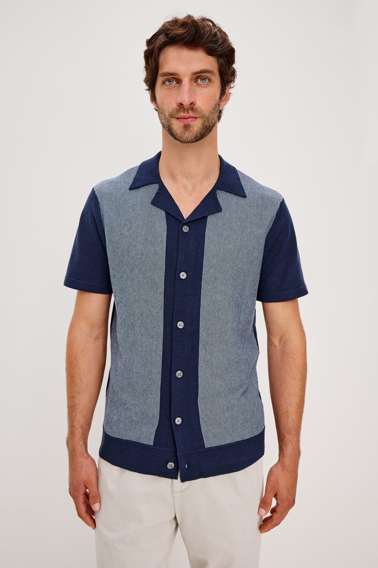 SILAS SHIRT - NAVY LAGOON STRIPE