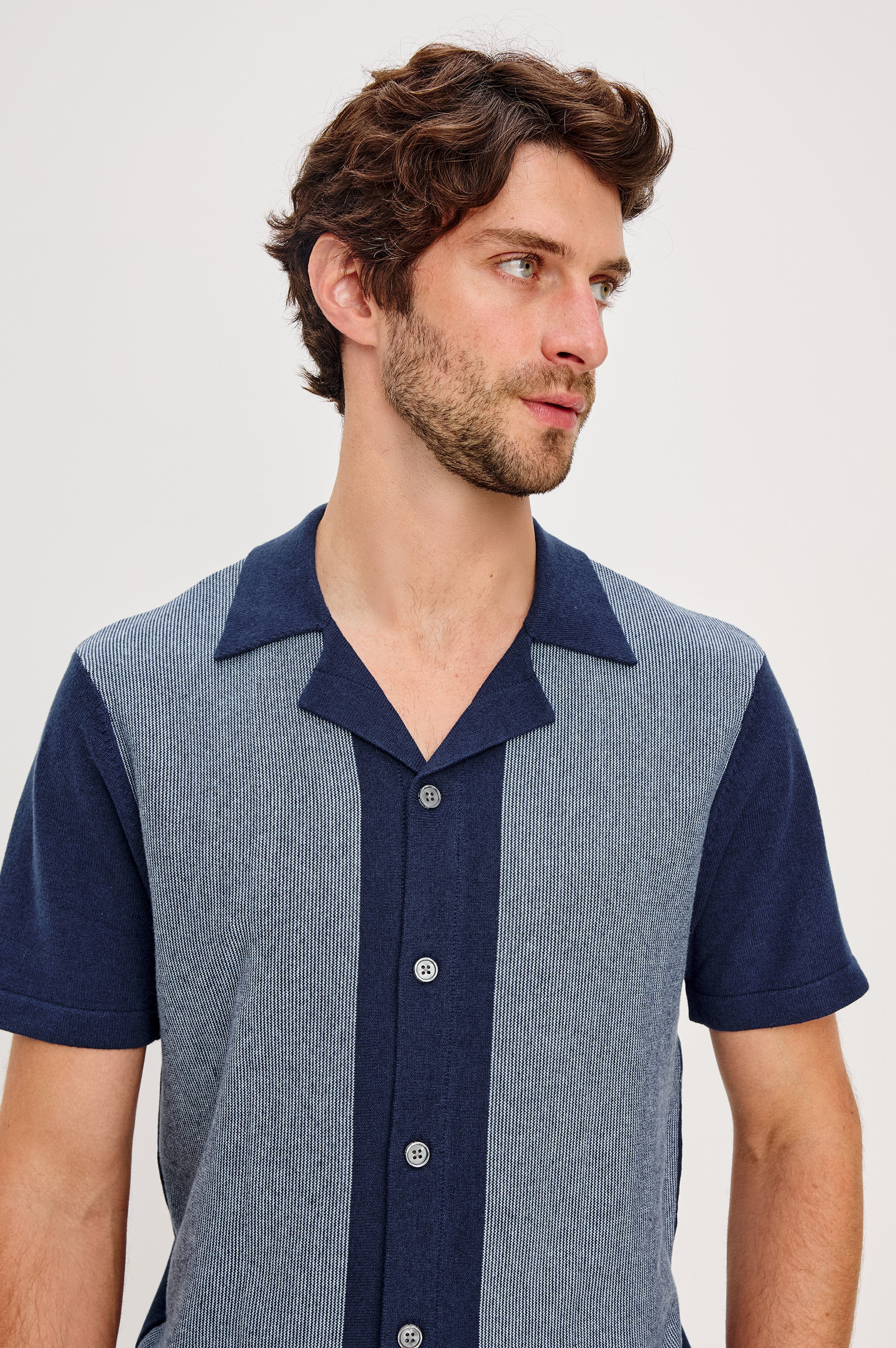 SILAS SHIRT - NAVY LAGOON STRIPE