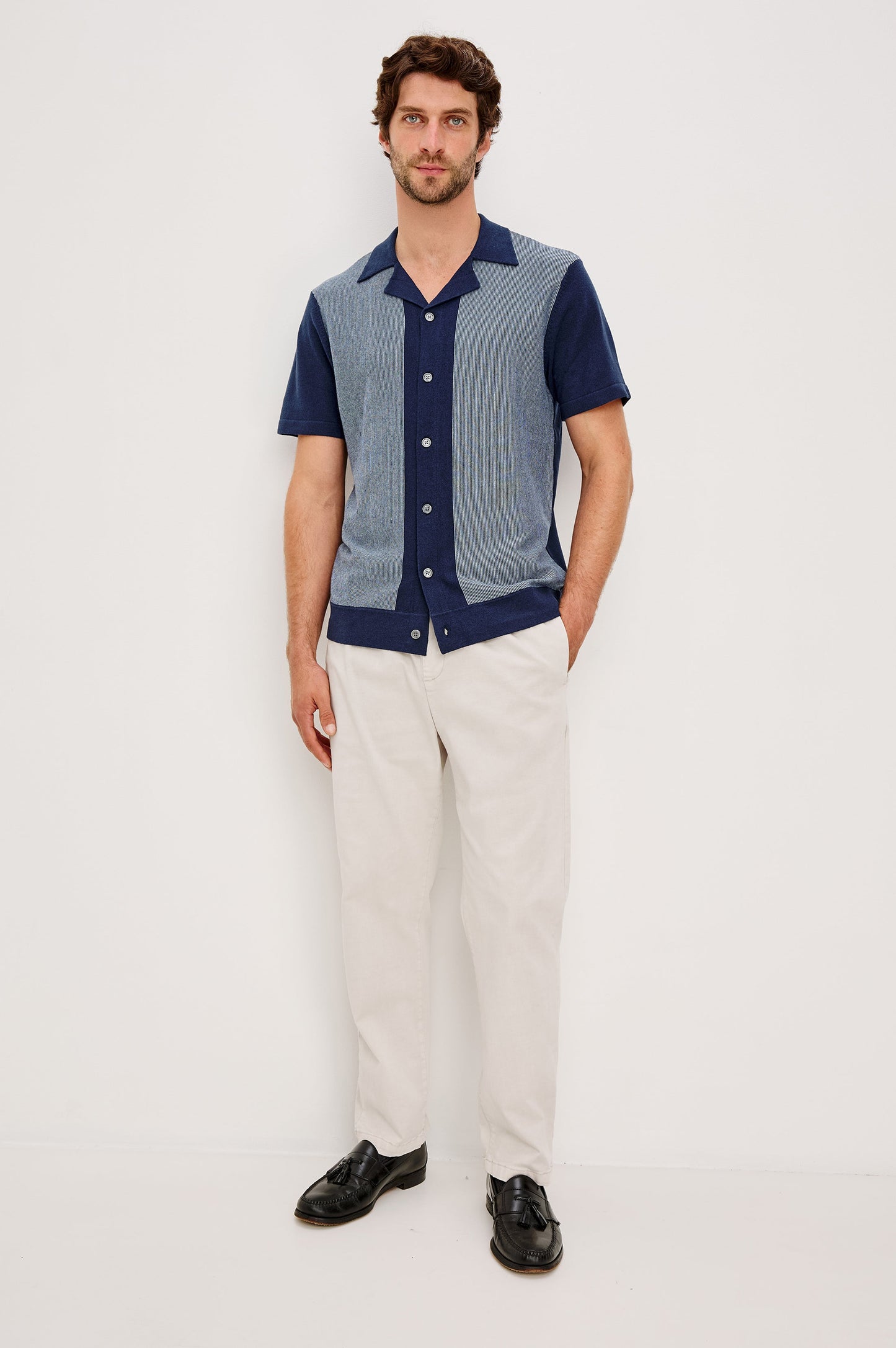 SILAS SHIRT - NAVY LAGOON STRIPE