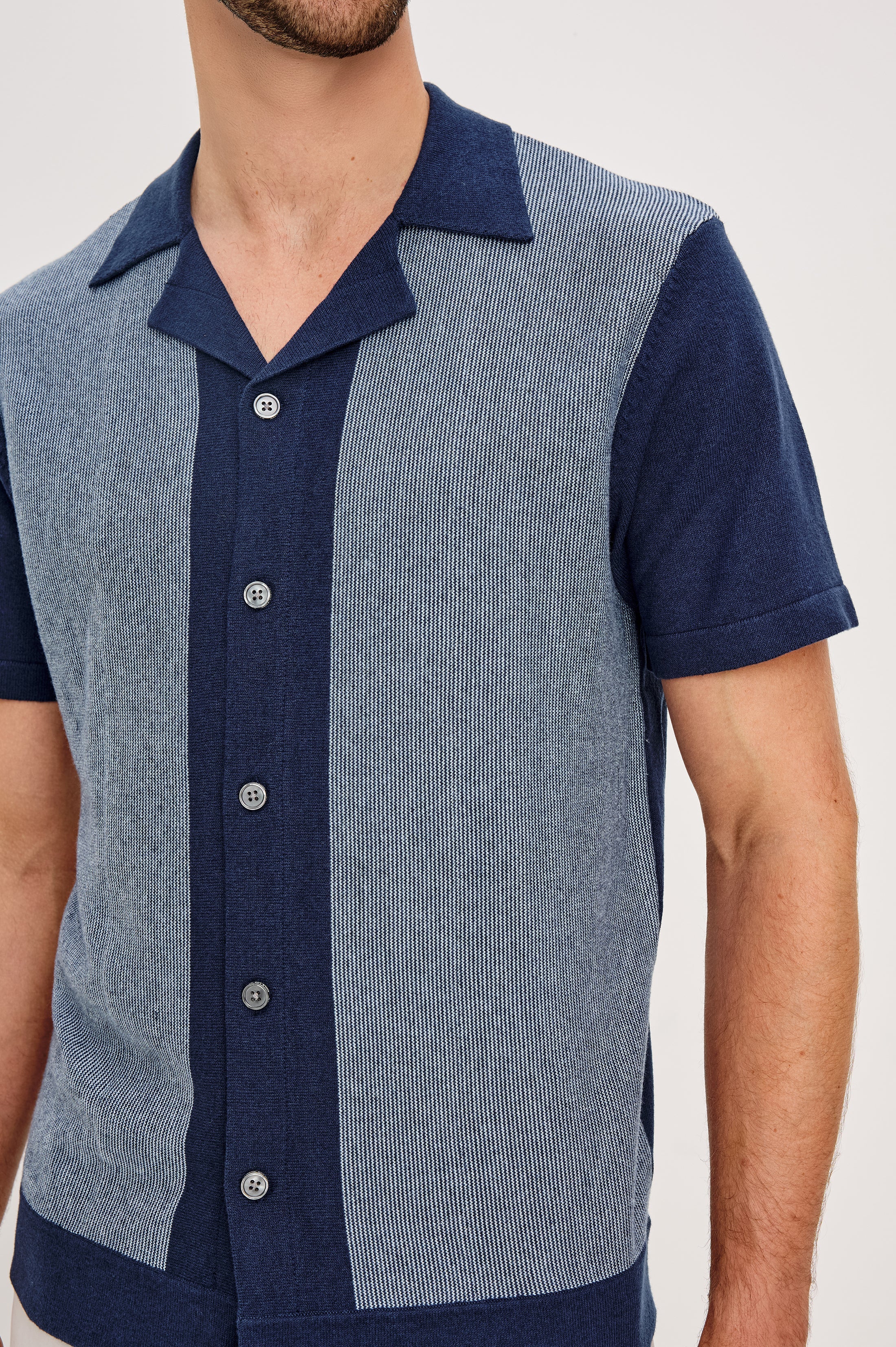 SILAS SHIRT - NAVY LAGOON STRIPE