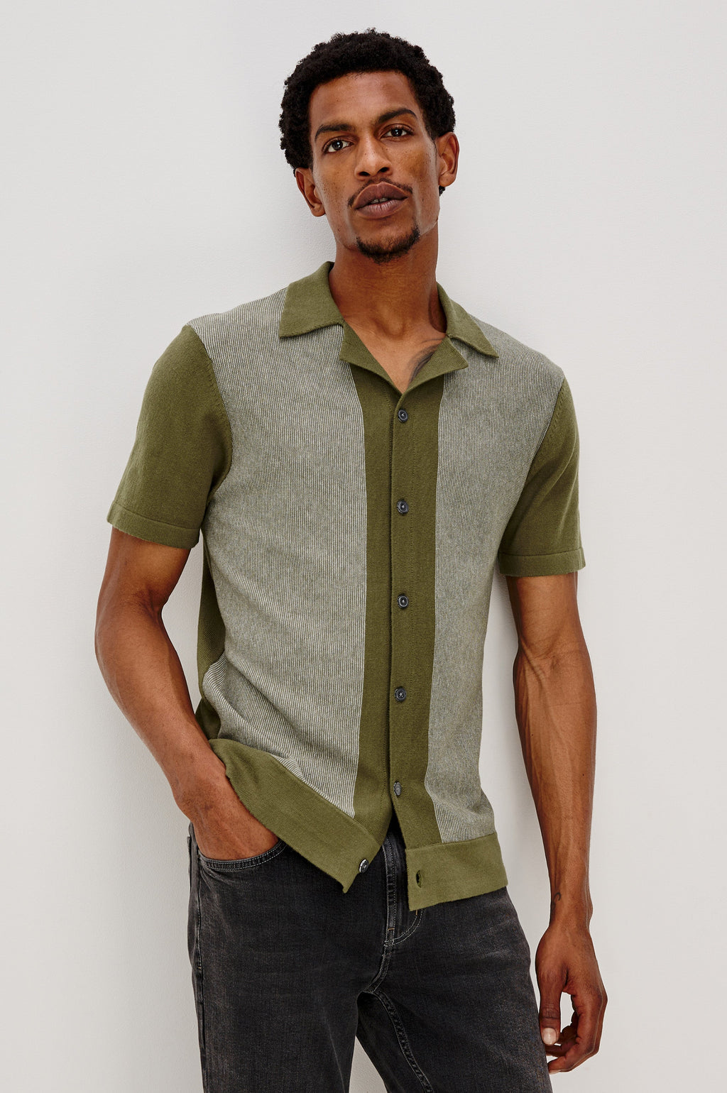 SILAS SHIRT - OLIVE KHAKI STRIPE