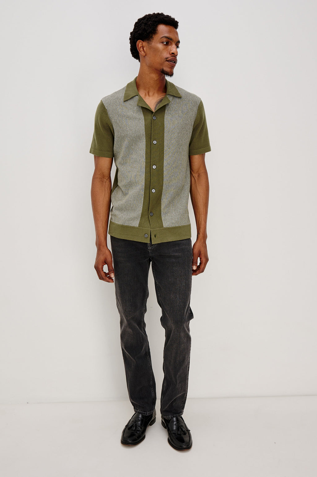 SILAS SHIRT - OLIVE KHAKI STRIPE