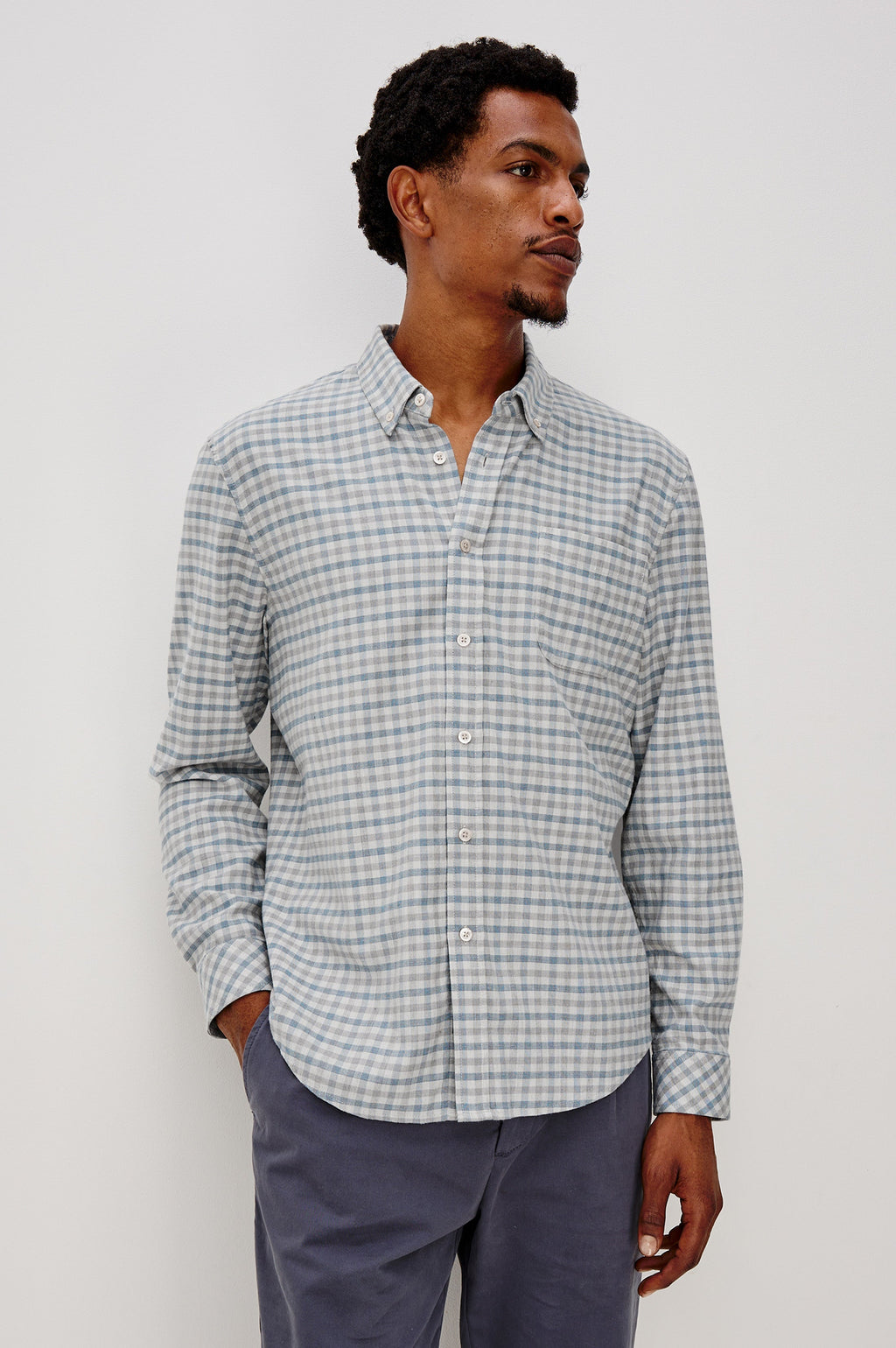 VANCE SHIRT - CHARCOAL BLUE CHECK