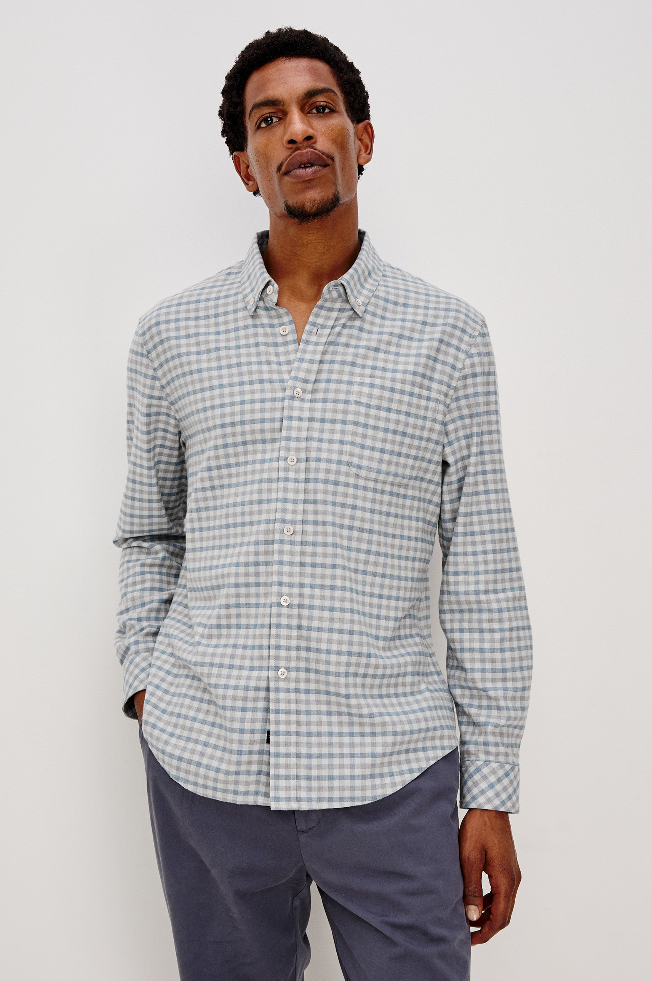 VANCE SHIRT - CHARCOAL BLUE CHECK