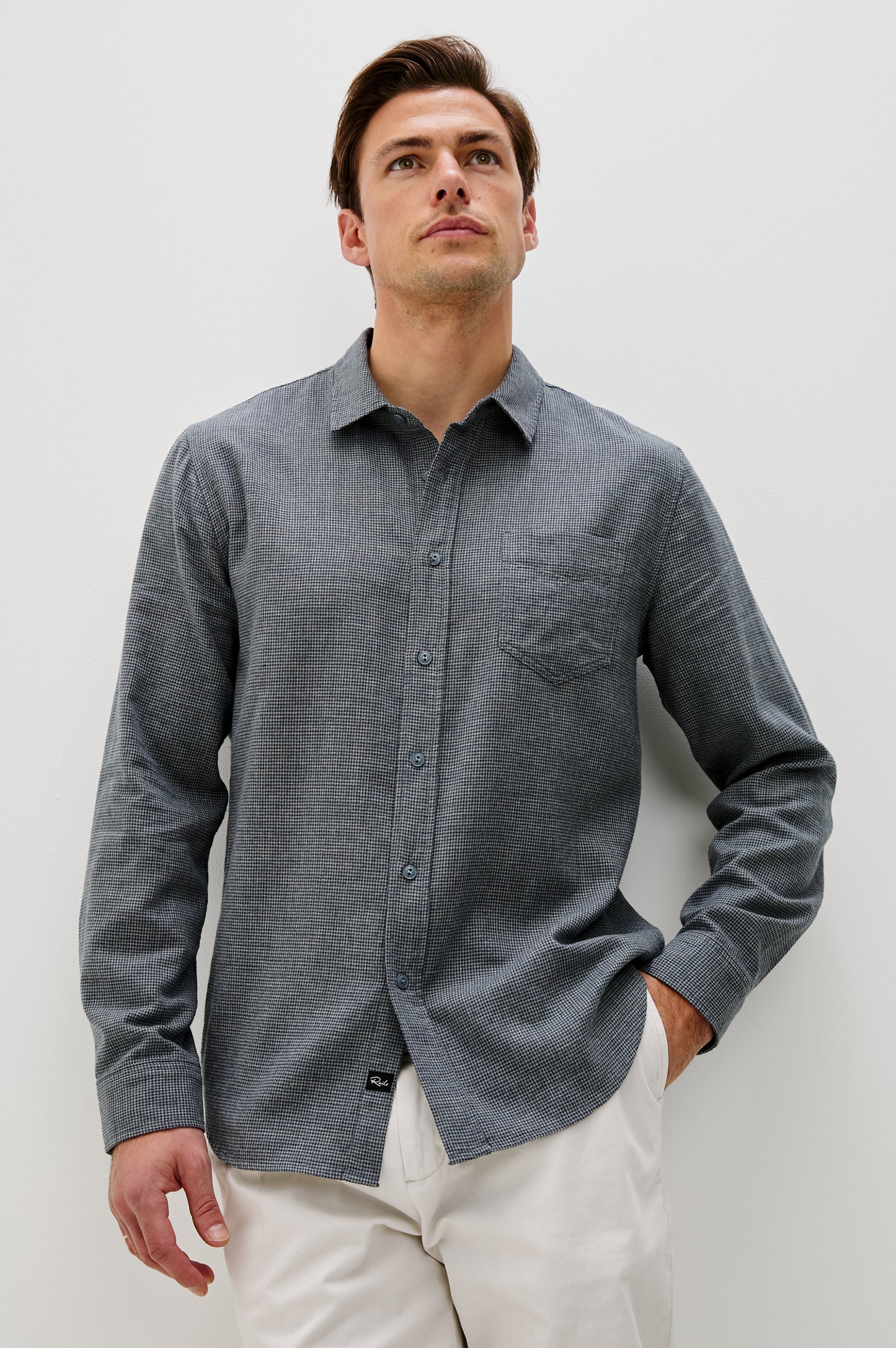 WYATT SHIRT - CHARCOAL NAVY HOUNDSTOOTH