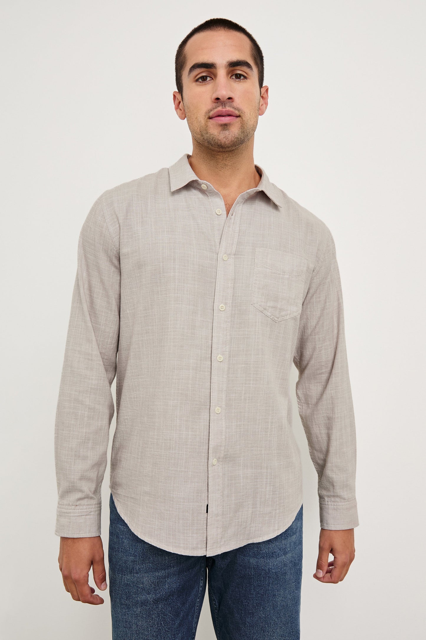 WYATT SHIRT - TAHINI ETCH