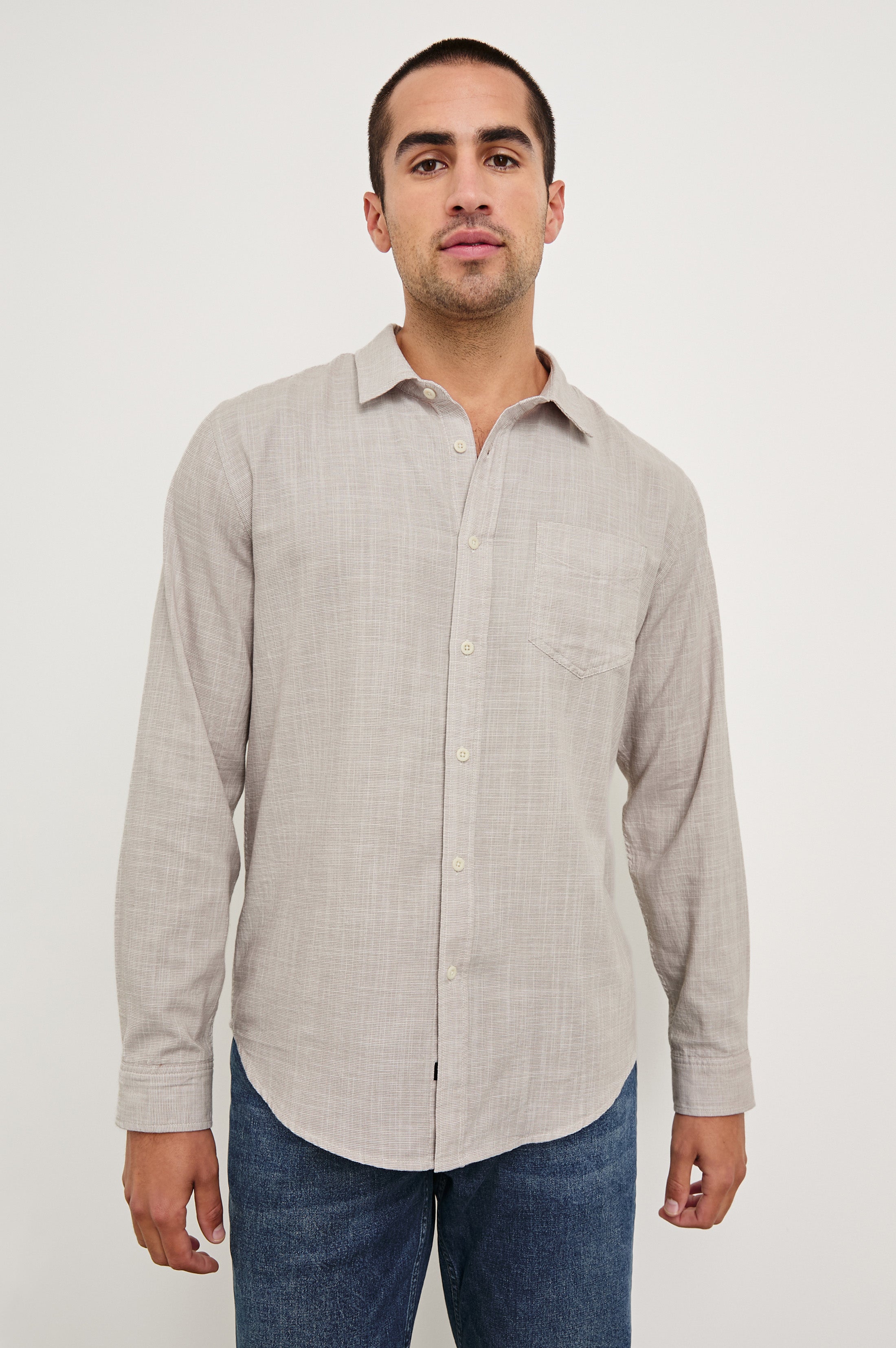 WYATT SHIRT - TAHINI ETCH