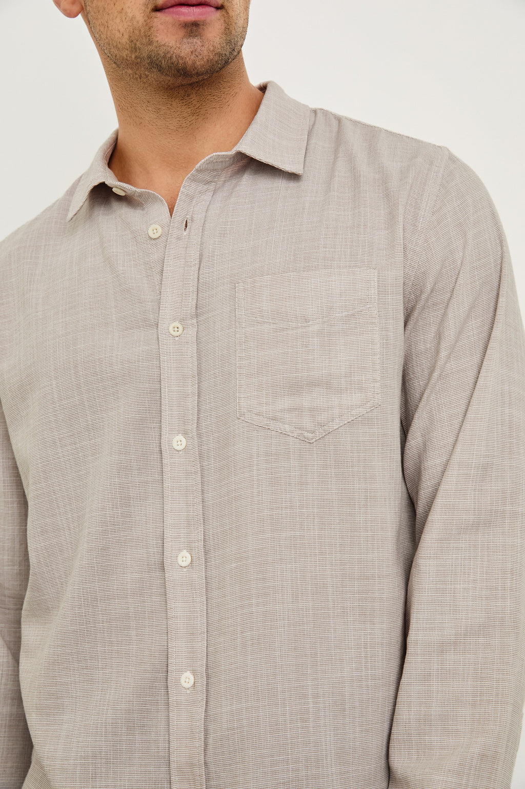 WYATT SHIRT - TAHINI ETCH