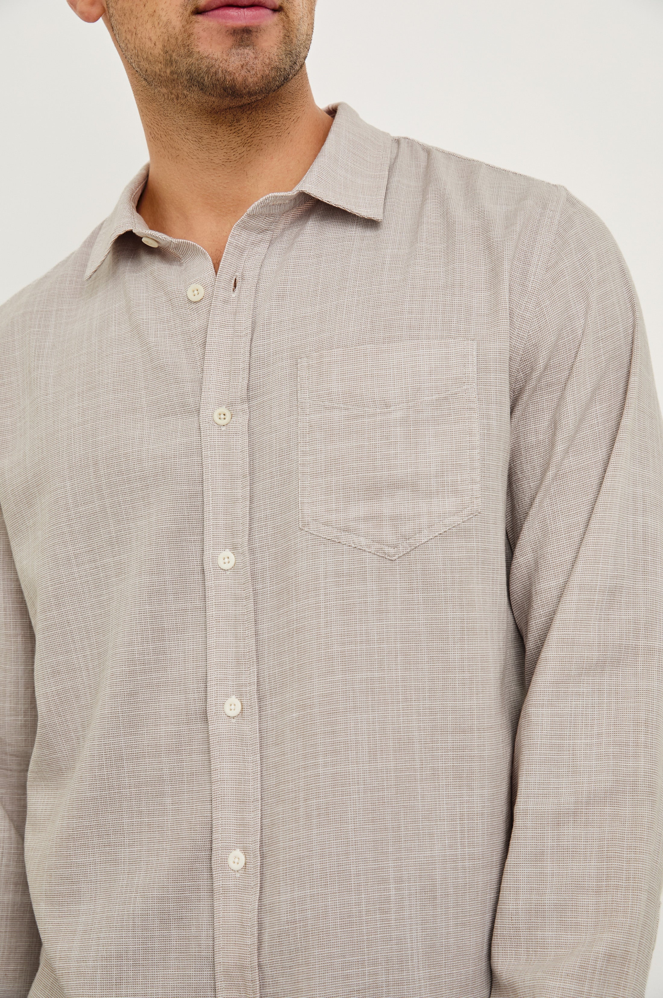 WYATT SHIRT - TAHINI ETCH
