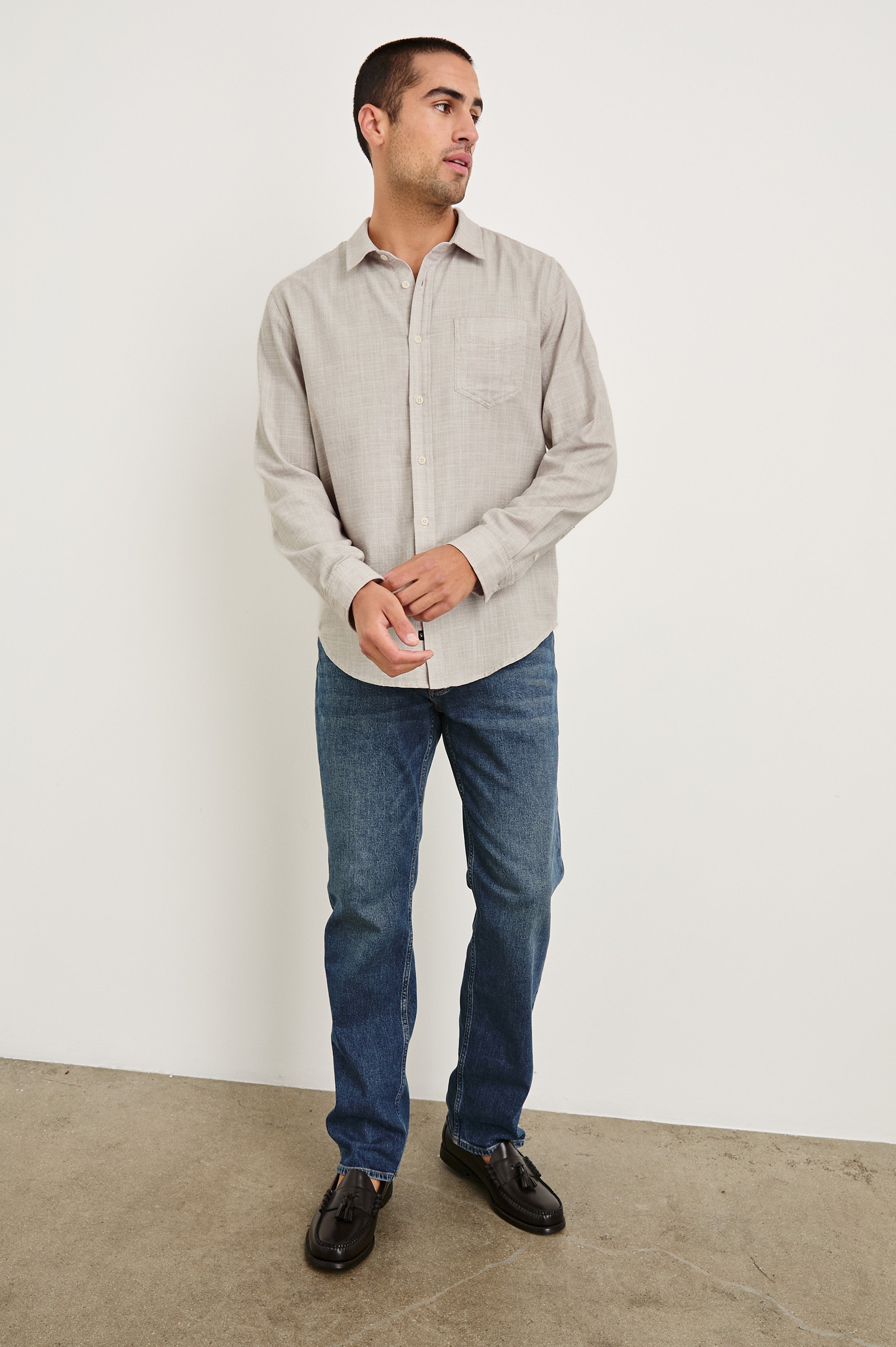 WYATT SHIRT - TAHINI ETCH